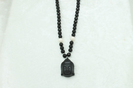Black Onyx Buddha Head Necklace #3313 zoom