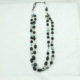 Double Black Lined Agate Gray Pearls Necklace #3314