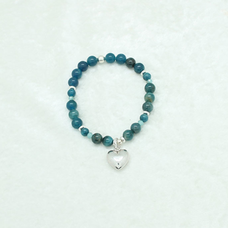 Blue Apatite Sterling Silver Heart Bracelet #3319