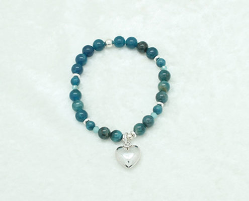 Blue Apatite Sterling Silver Heart Bracelet #3319 zoom