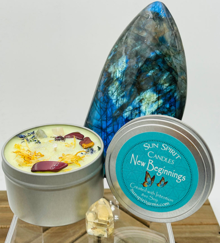 Scented Candle - New Beginnings - by Sun Spirit Gems