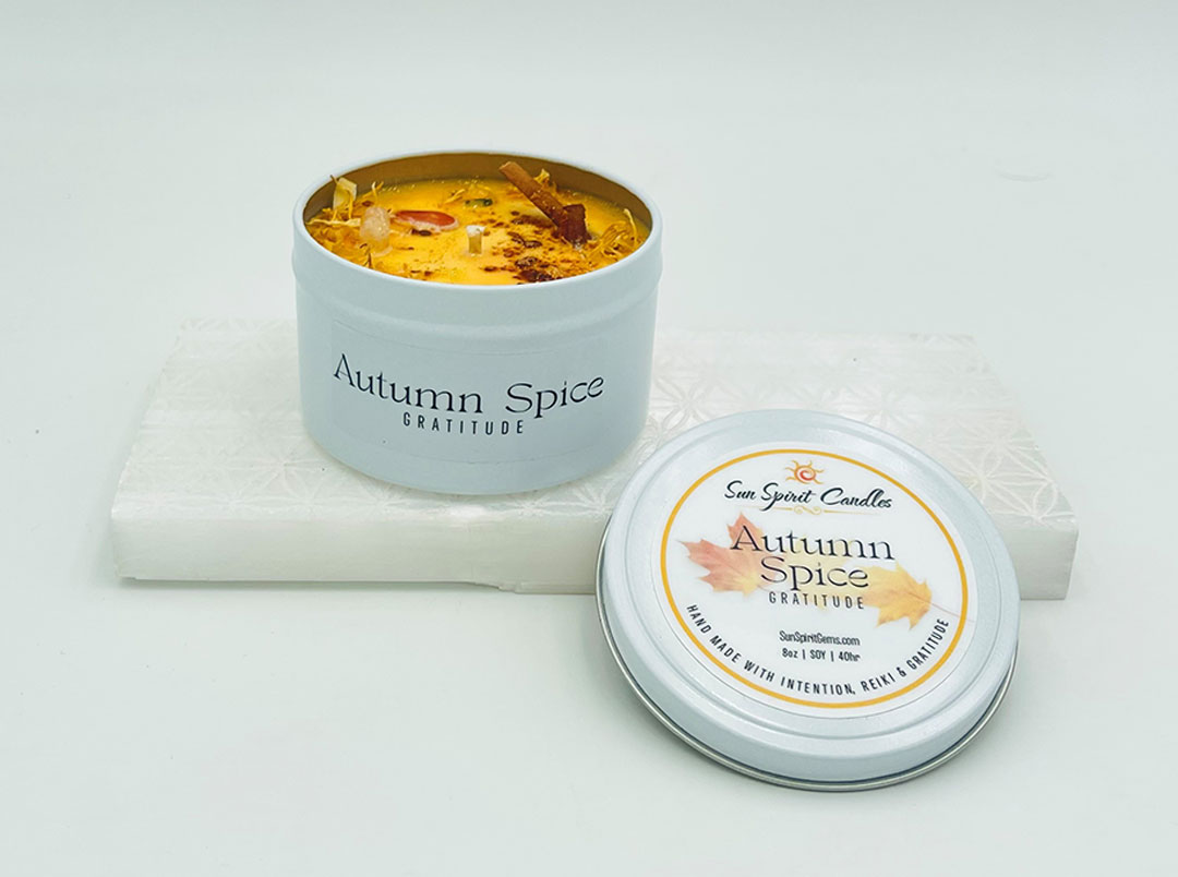 Autumn Spice 8 oz Scented Candle - Sun Spirit Gems & Candles